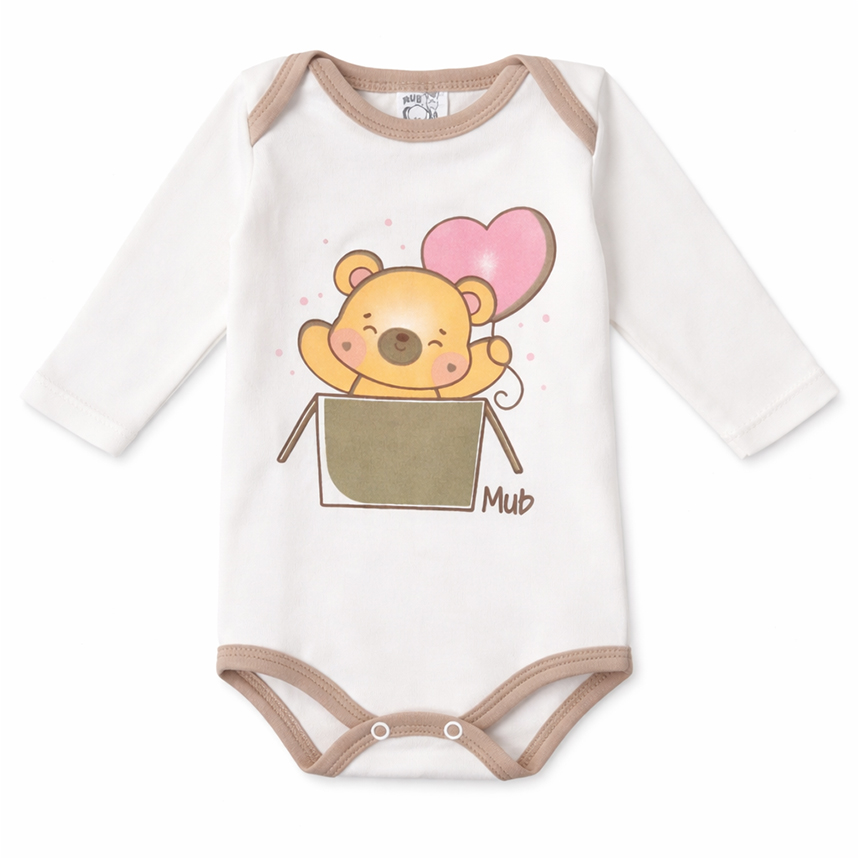 Kit Body Mub Manga Longa Estampa Ursinhos 3 Peças