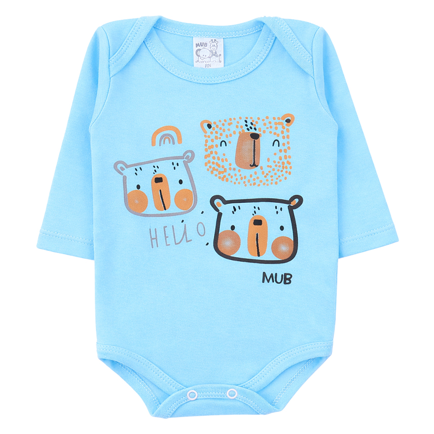 Kit Body Mub Manga Longa Estampa Ursinhos 3 Peças Kit Body Mub Manga Longa Estampa Ursinhos 3 Peças
