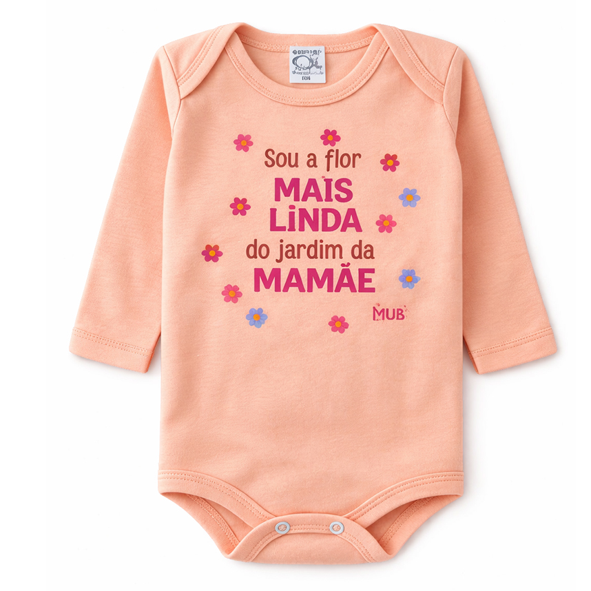 Kit Body Mub Manga Longa Frase Vó Mãe e Dinda 3 Peças