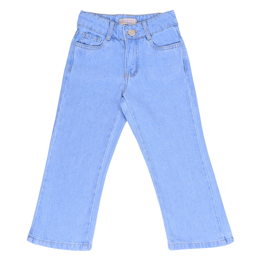 Calça Jeans Juvenil Revert Wide Leg Com Brilho