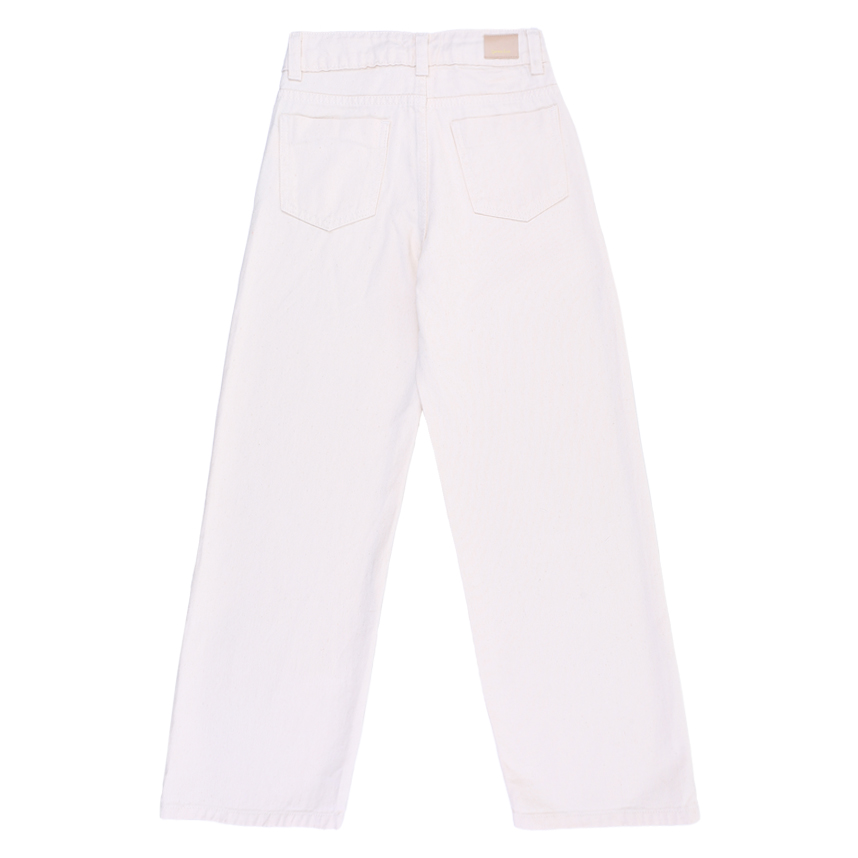 Calça Juvenil Garota Lua Sarja Wide Leg Lavagem Cru
