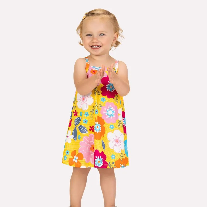 Vestido Infantil Kyly Alçinha Meia Malha Estampa Floral
