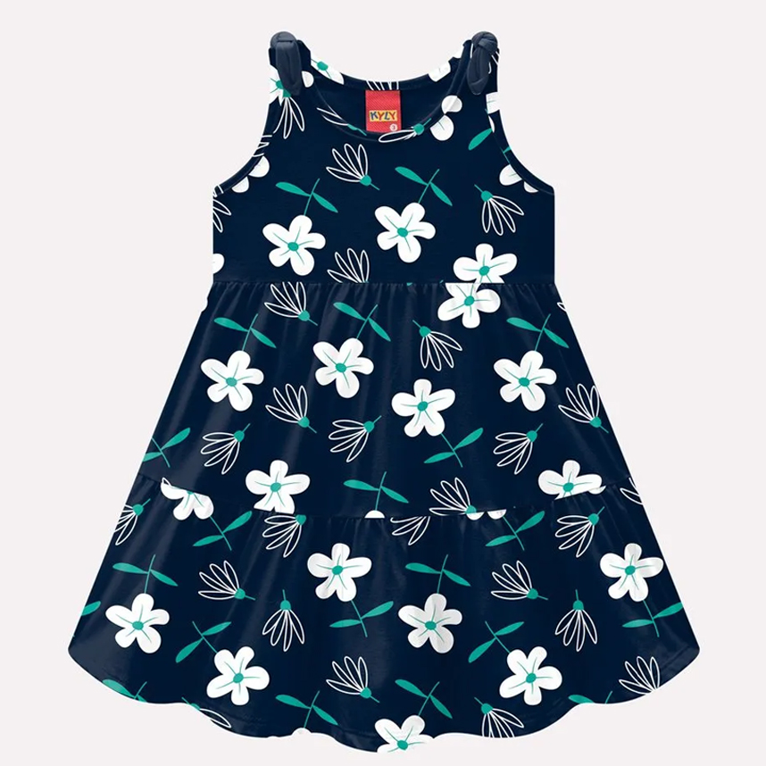 Vestido Infantil Kyly Regata Laço Estampa Floral