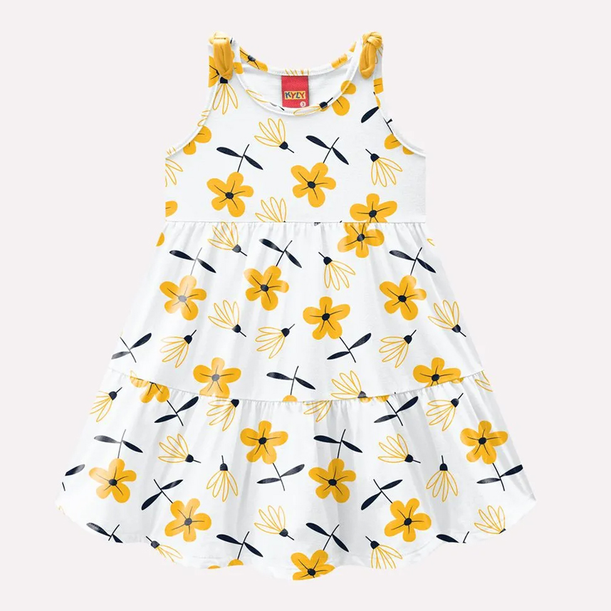 Vestido Infantil Kyly Regata Laço Estampa Floral