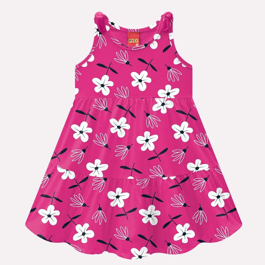 Vestido Infantil Kyly Regata Laço Estampa Floral