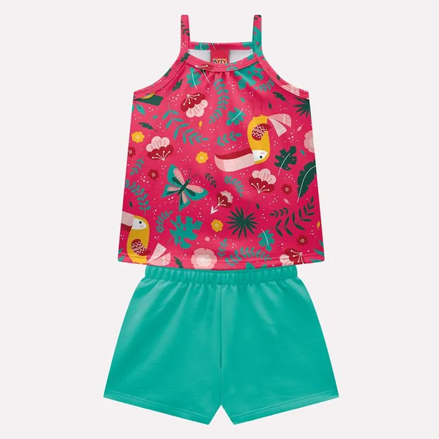 Conjunto Infantil Kyly Blusa E Short Meia Malha Estampado Conjunto Infantil Kyly Blusa E Short Meia Malha Estampado