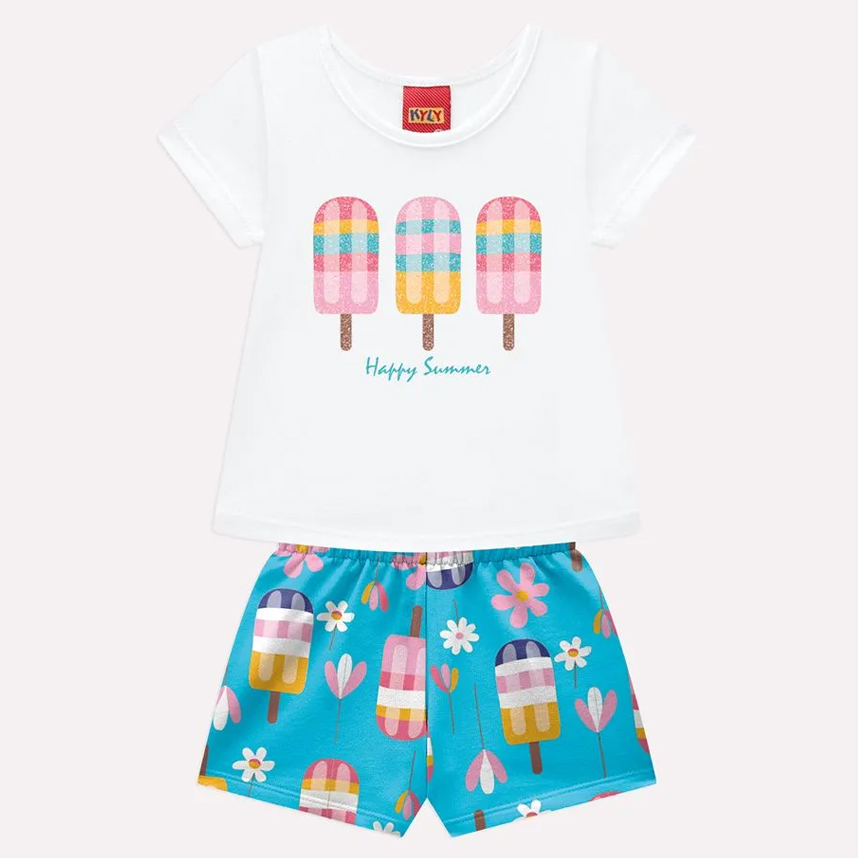 Conjunto Infantil Kyly Blusa E Short Estampa Picolé