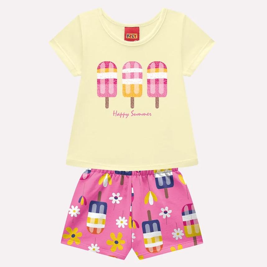 Conjunto Infantil Kyly Blusa E Short Estampa Picolé Conjunto Infantil Kyly Blusa E Short Estampa Picolé