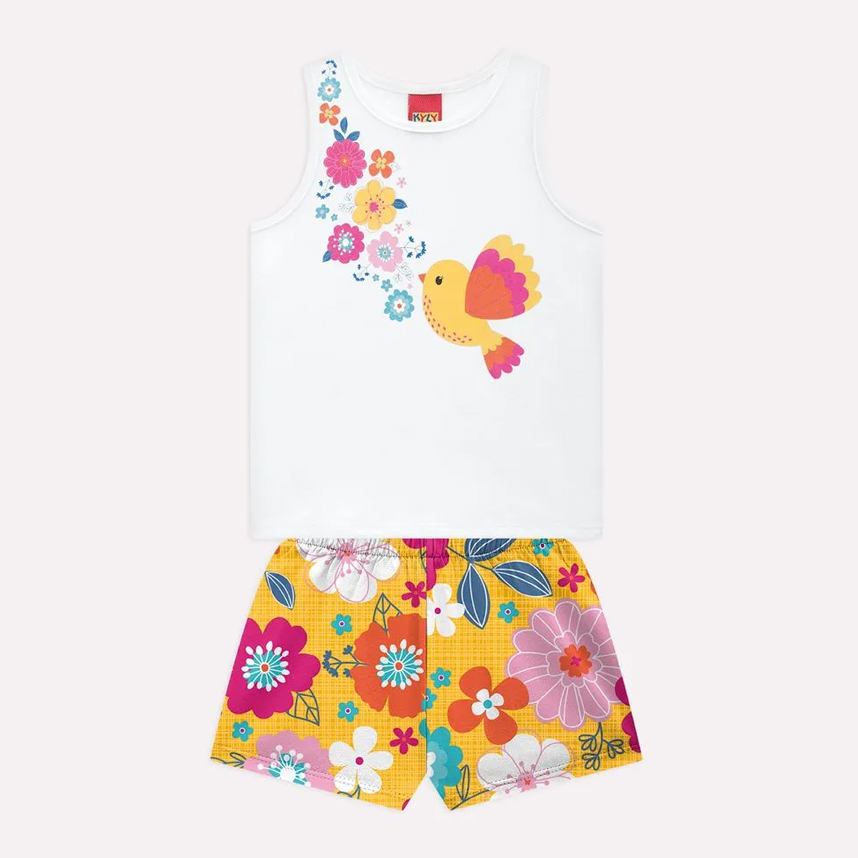 Conjunto Infantil Kyly Blusa E Short Meia Malha Estampado Conjunto Infantil Kyly Blusa E Short Meia Malha Estampado