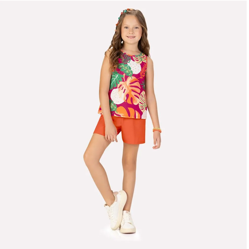 Conjunto Infantil Kyly Blusa Regata E Short Cotton