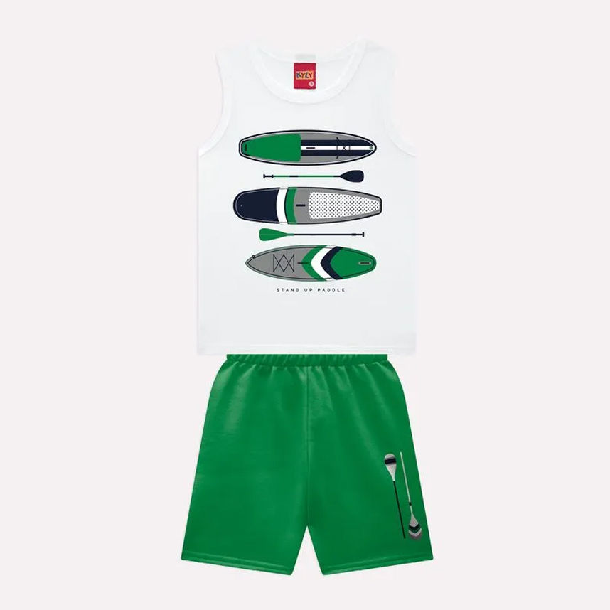 Conjunto Infantil Kyly Camiseta Estampa Prancha E Bermuda