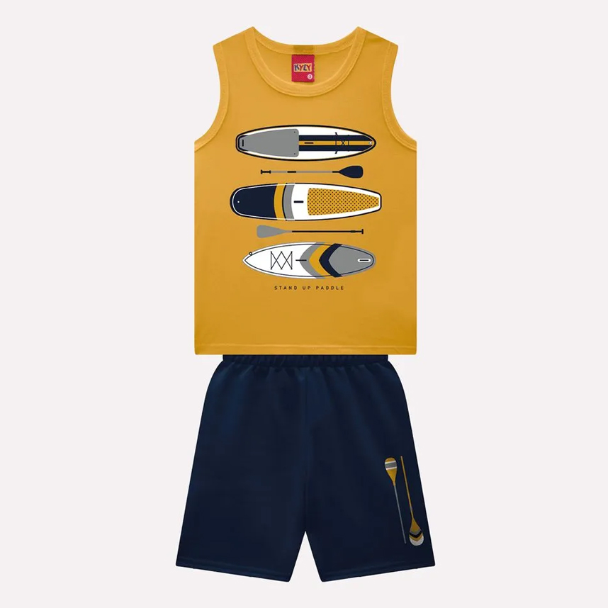 Conjunto Infantil Kyly Camiseta Estampa Prancha E Bermuda