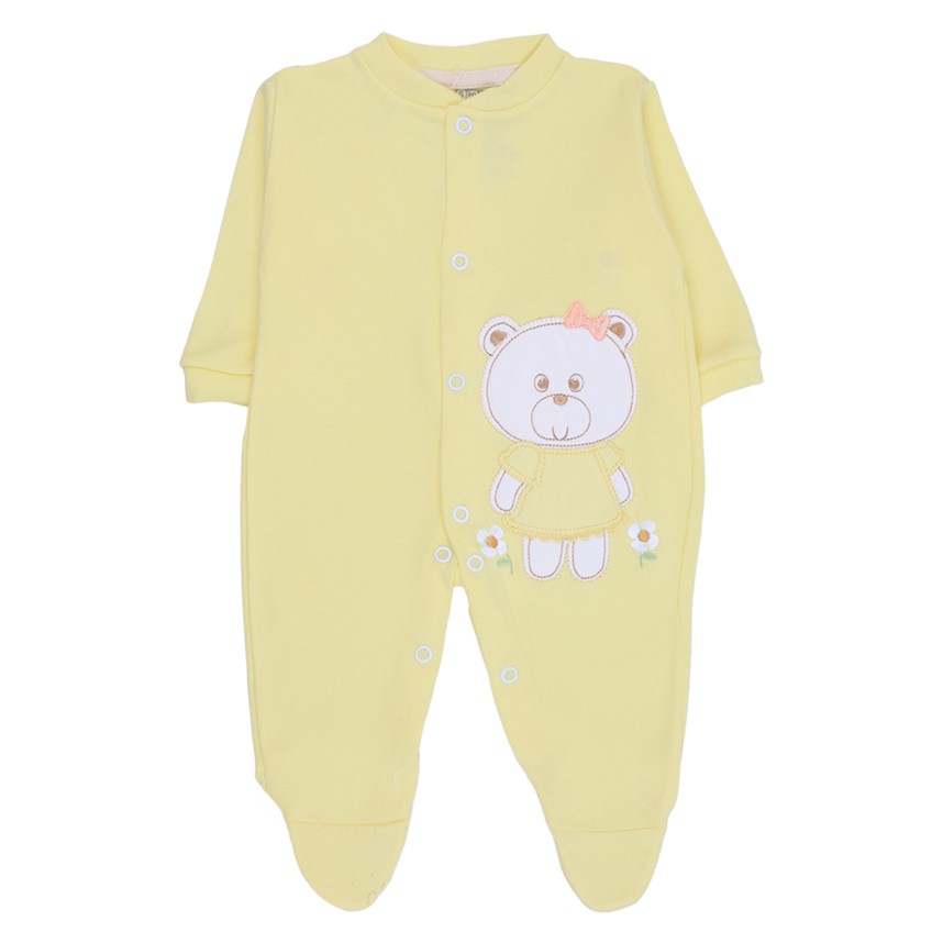 Macacão Longo Bebê Smoby Bordado Ursinha Vestido