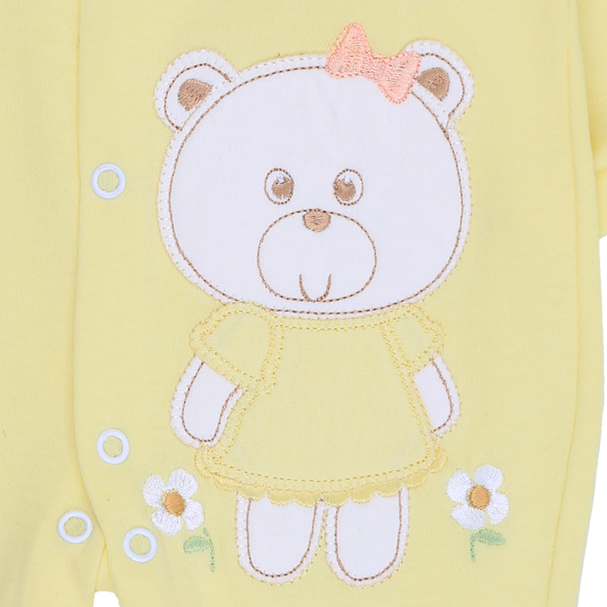 Macacão Longo Bebê Smoby Bordado Ursinha Vestido Macacão Longo Bebê Smoby Bordado Ursinha Vestido