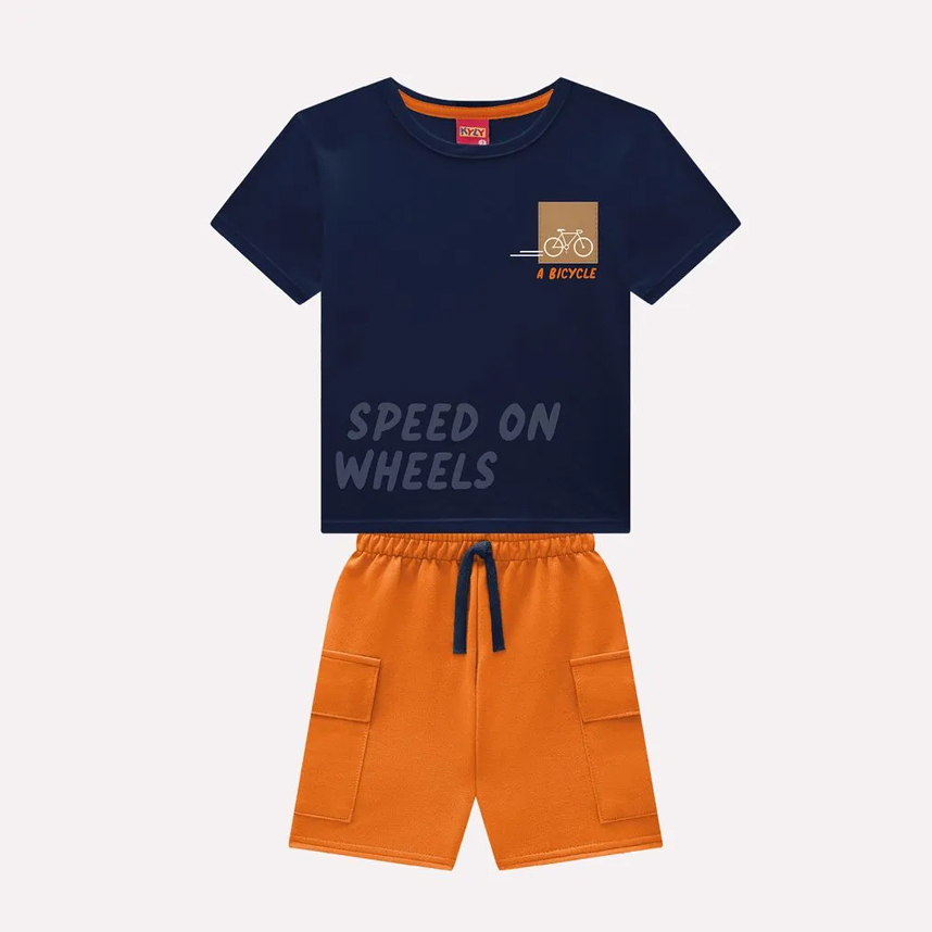 Conjunto Infantil Kyly Camiseta Estampada E Bermuda Cargo