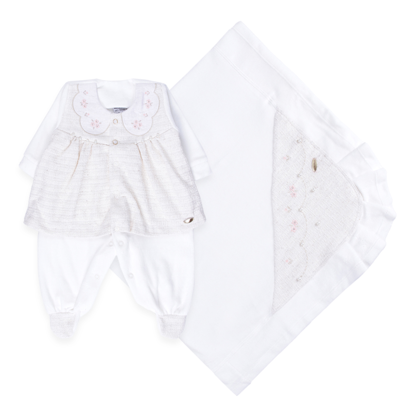 Saída Maternidade Sonho Mágico Bordado Flor 2 Peças