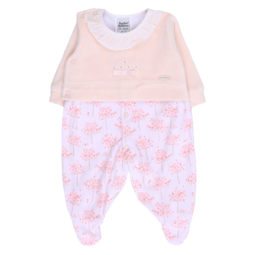Saída Maternidade Sonho Mágico Bordado Flores 2 Peças