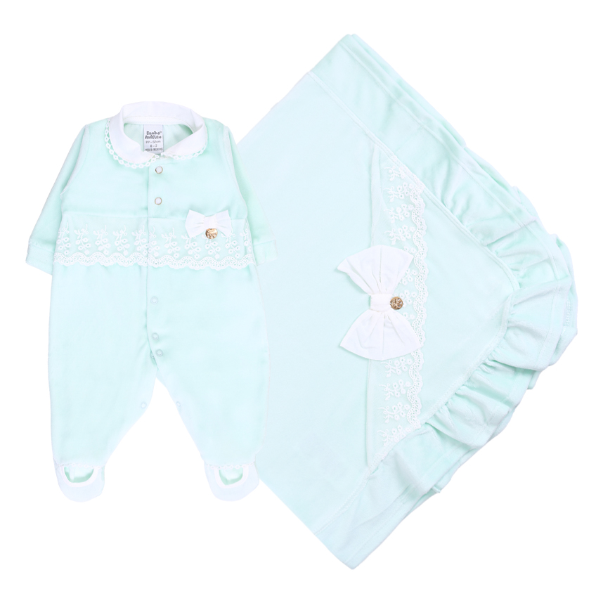 Saída Maternidade Sonho Mágico Detalhe Renda E Laço 2 Peças