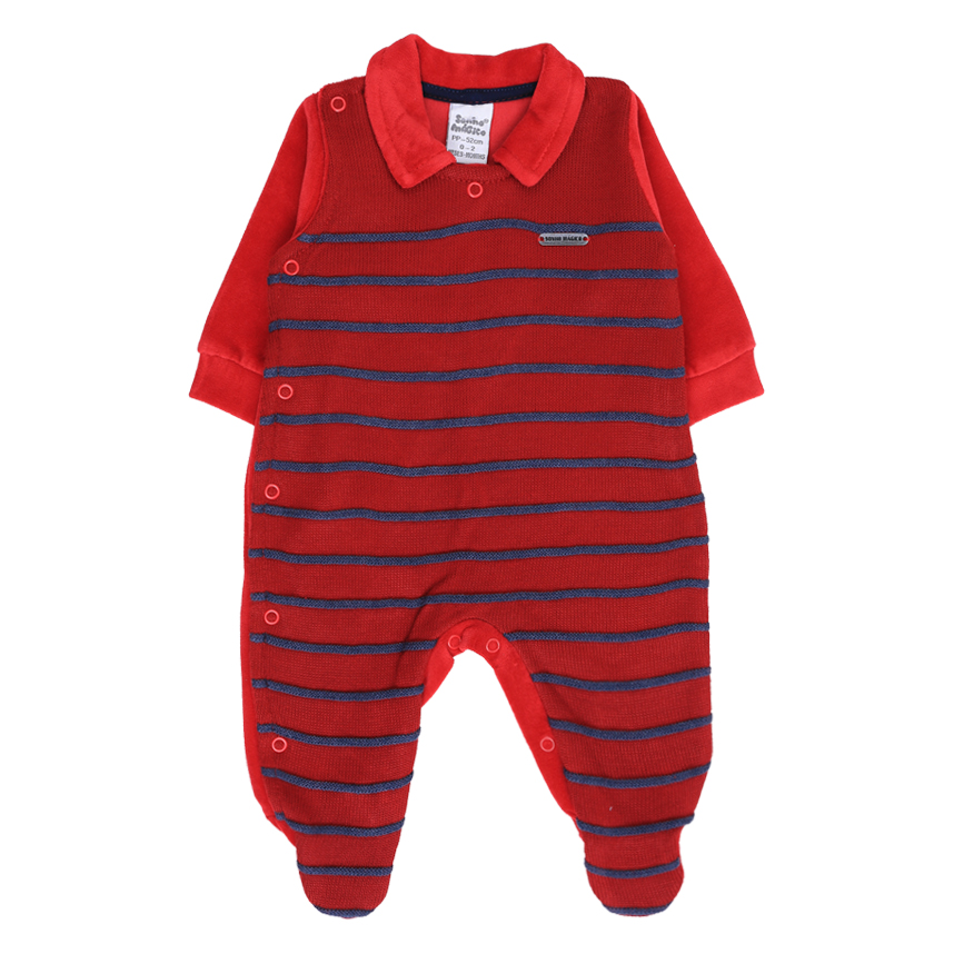 Macacão Longo Bebê Sonho Mágico Tricô Listrado