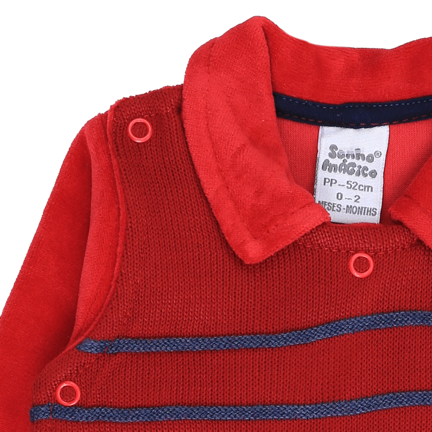 Macacão Longo Bebê Sonho Mágico Tricô Listrado Macacão Longo Bebê Sonho Mágico Tricô Listrado