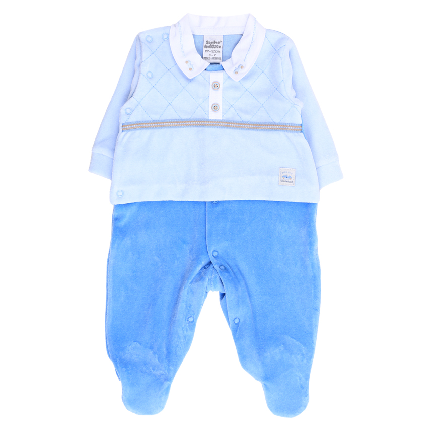 Macacão Longo Bebê Sonho Mágico Jeans Plush