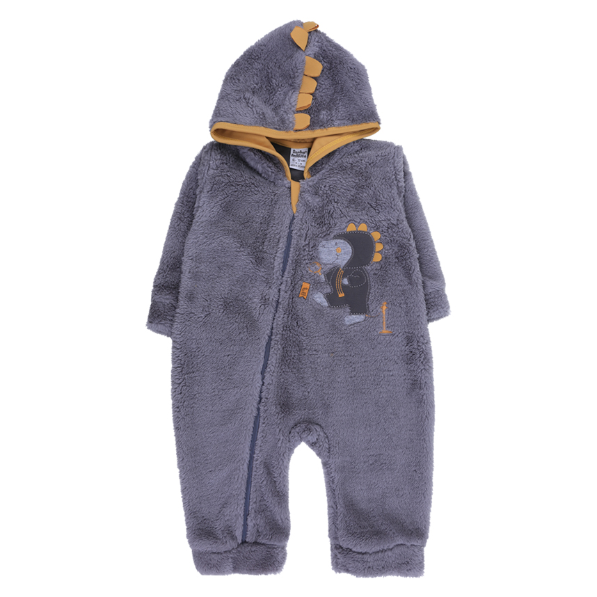 Macacão Longo Bebê Sonho Mágico Com Capuz Dinossauro