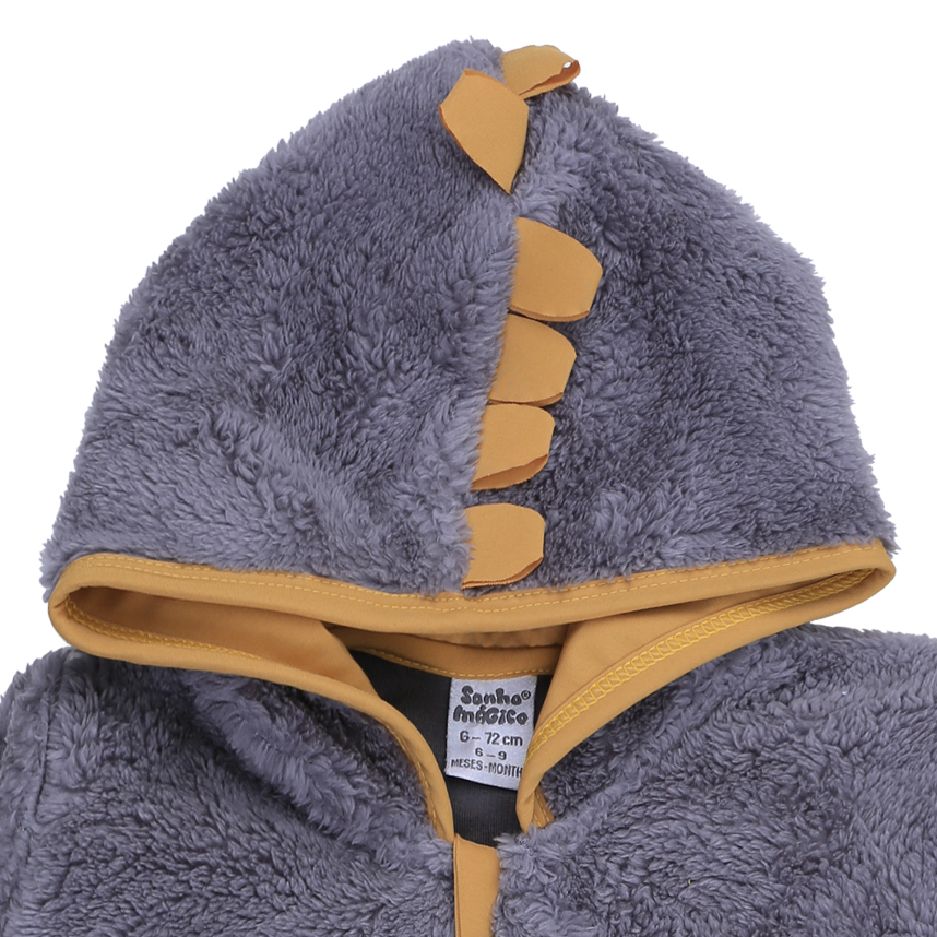 Macacão Longo Bebê Sonho Mágico Com Capuz Dinossauro Macacão Longo Bebê Sonho Mágico Com Capuz Dinossauro