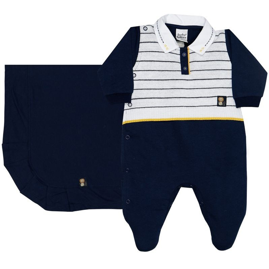 Saída De Maternidade Sonho Mágico Detalhe Listras 2 Peças