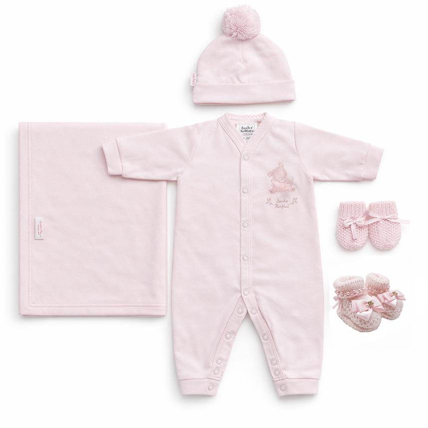 Saída Maternidade Sonho Mágico Bordado Urso 5 Peças