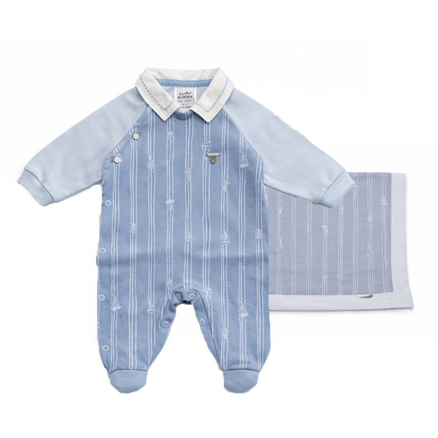 Saída Maternidade Sonho Mágico Bordado Barcos