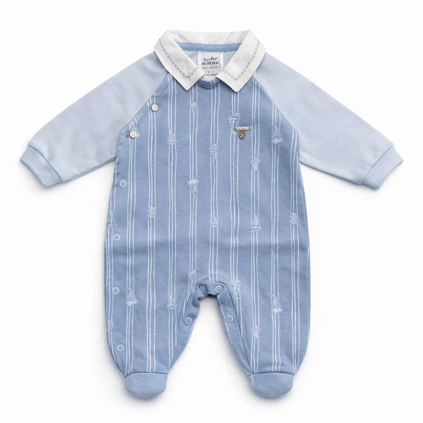 Saída Maternidade Sonho Mágico Bordado Barcos