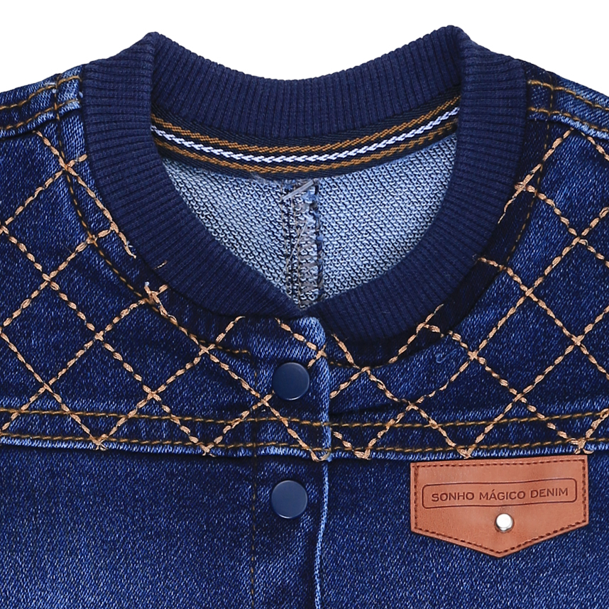 Macacão Longo Bebê Sonho Mágico Jeans Detalhe Used Macacão Longo Bebê Sonho Mágico Jeans Detalhe Used