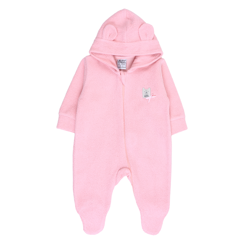 Macacão Longo Bebê Sonho Mágico Com Capuz Urso