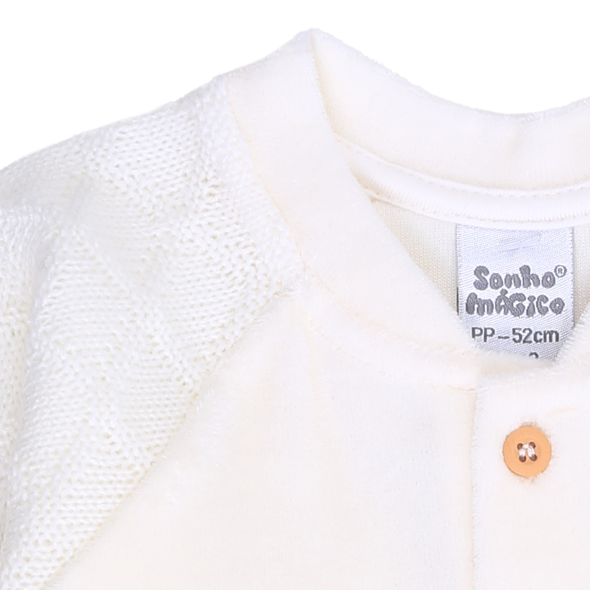 Macacão Longo Bebê Sonho Mágico Detalhe Tricô Macacão Longo Bebê Sonho Mágico Detalhe Tricô