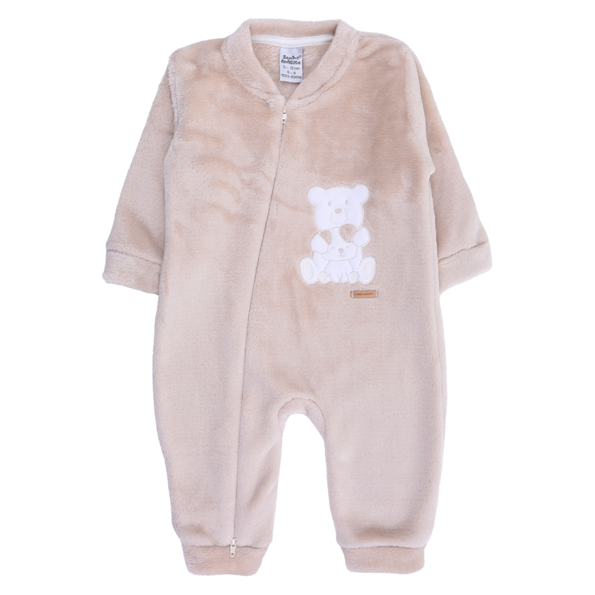 Macacão Longo Bebê Sonho Mágico Bordado Urso 2 Peças