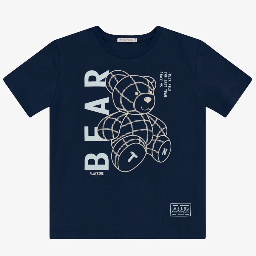 Camiseta Infantil Trick Nick Manga Curta Bear Cotton Leve Camiseta Infantil Trick Nick Manga Curta Bear Cotton Leve