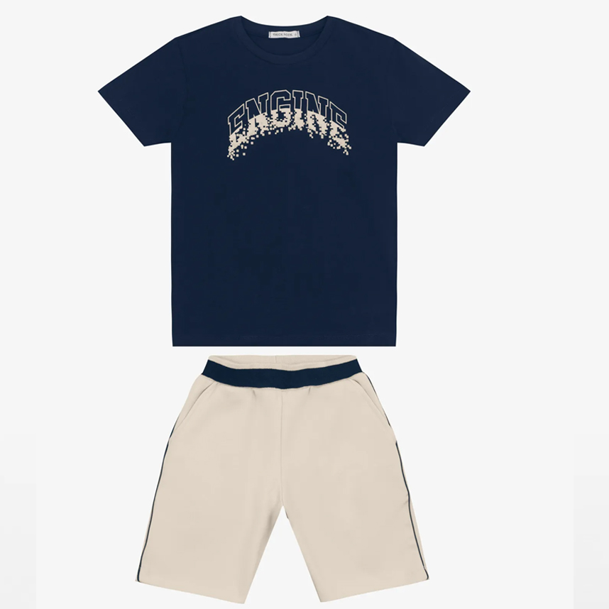 Conjunto Juvenil Trick Nick Camiseta Engine E Bermuda