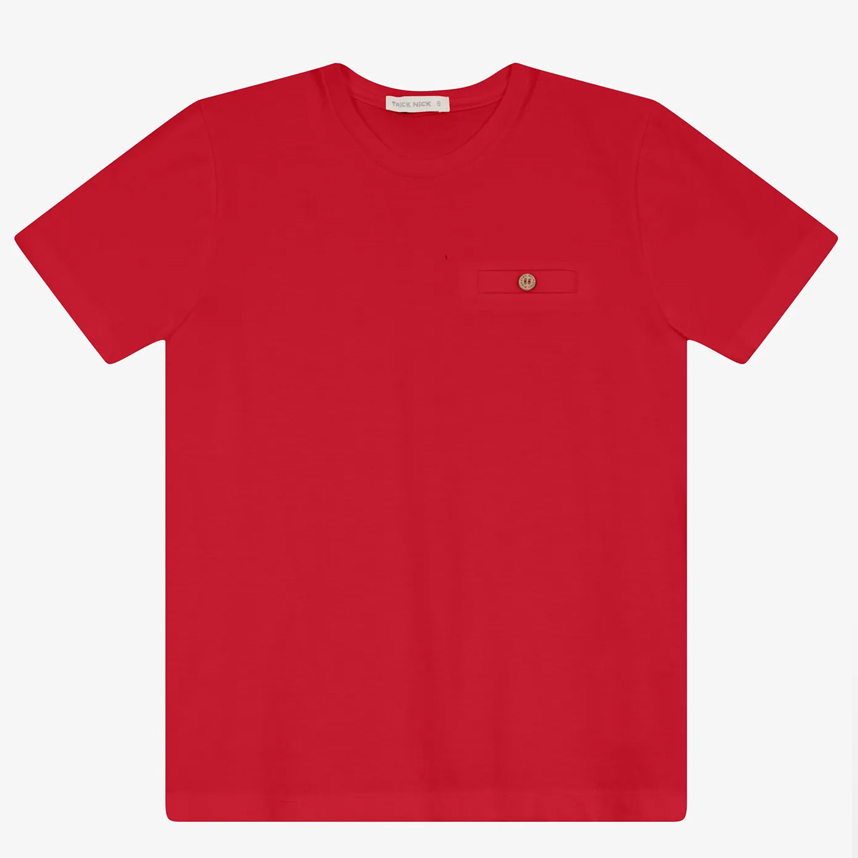 Camiseta Juvenil Trick Nick Manga Curta Com Bolso Falso Camiseta Juvenil Trick Nick Manga Curta Com Bolso Falso