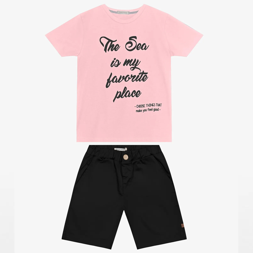 Conjunto Infantil Trick Nick Camiseta Estampada E Bermuda