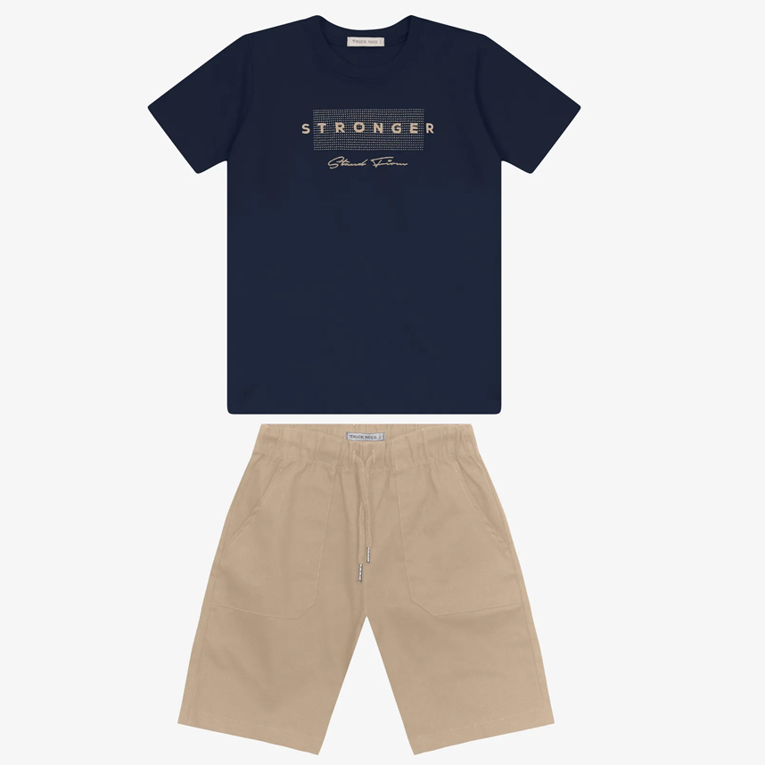 Conjunto Infantil Trick Nick Camiseta Stronger E Bermuda