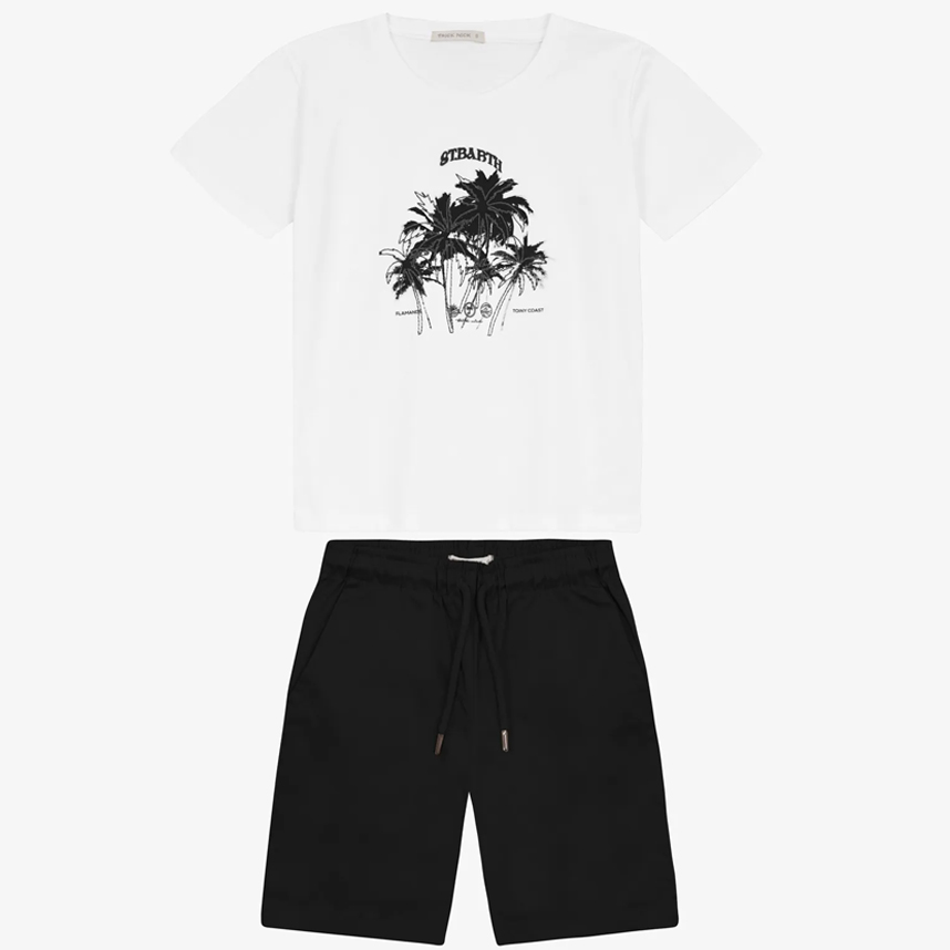 Conjunto Infantil Trick Nick Camiseta Coqueiros E Bermuda
