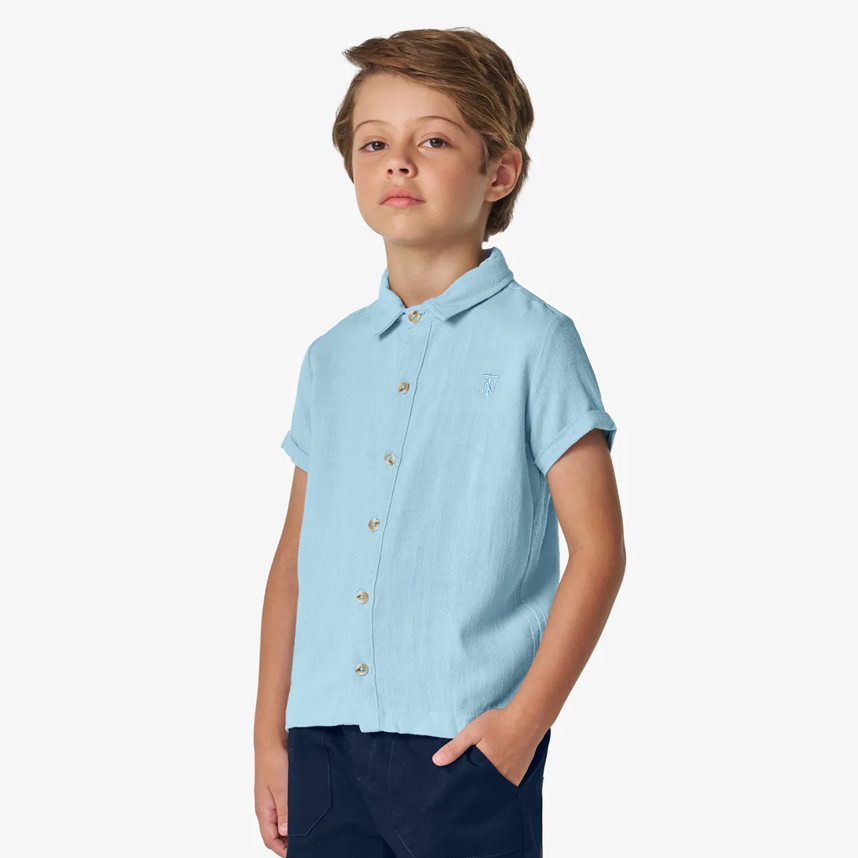 Camisa Infantil Trick Nick Manga Virada Detalhe Bordado
