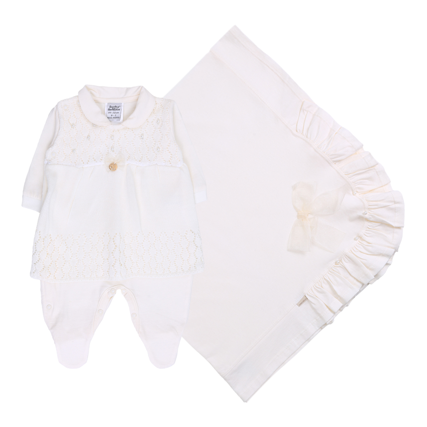 Saída Maternidade Sonho Mágico Vestido Trabalhado Laço