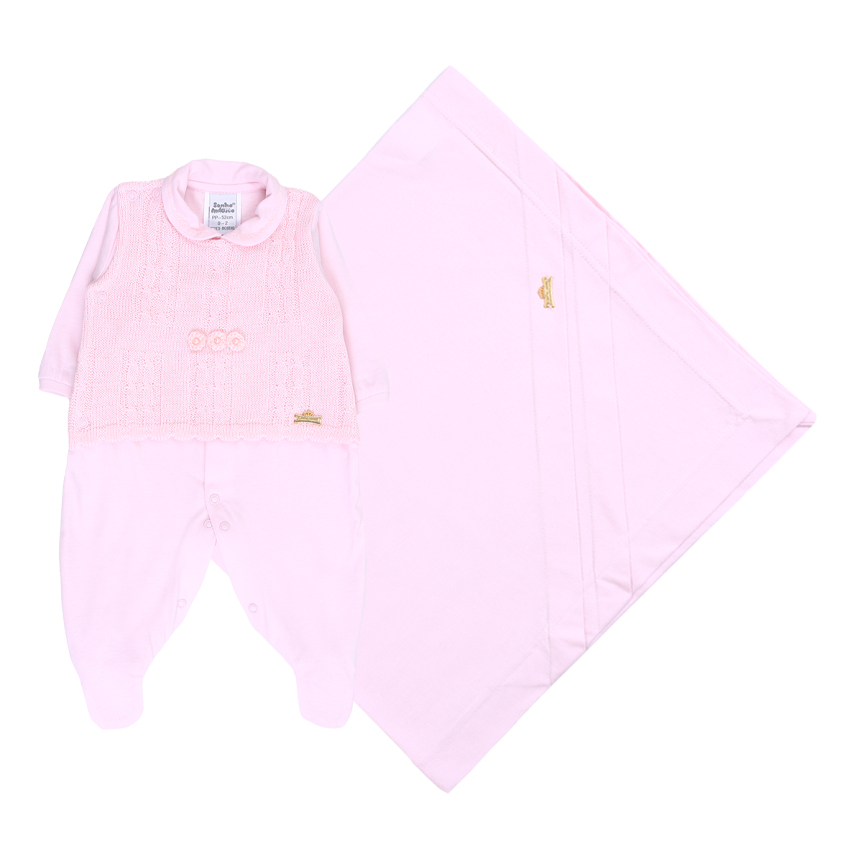 Saída Maternidade Sonho Mágico Tricô Com Aplique Flor