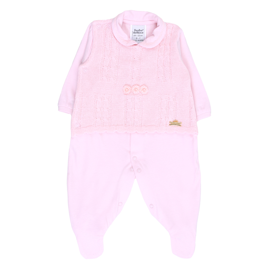 Saída Maternidade Sonho Mágico Tricô Com Aplique Flor