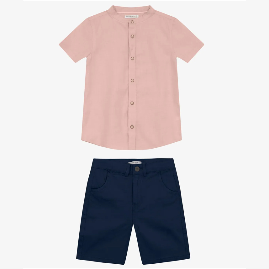 Conjunto Juvenil Trick Nick Camisa Gola Padre E Bermuda