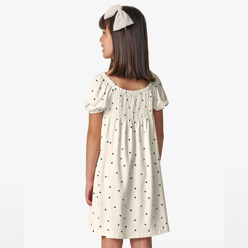 Vestido Infantil Trick Nick Manga Curta Estampa Corações