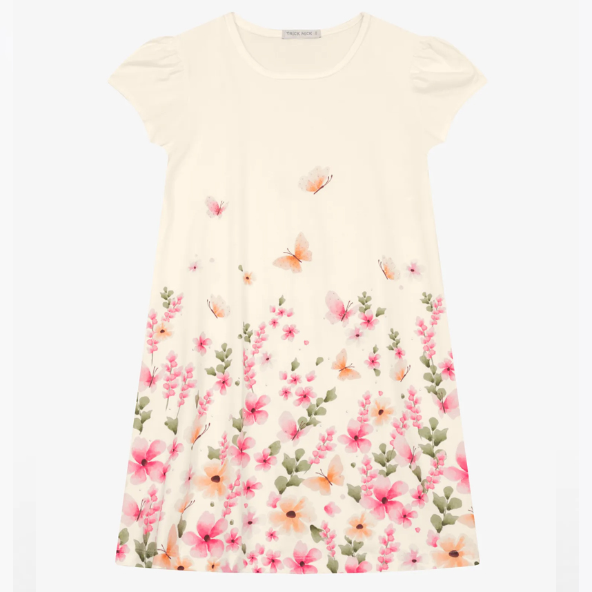 Vestido Infantil Trick Nick Manga Curta Estampa Borboletas