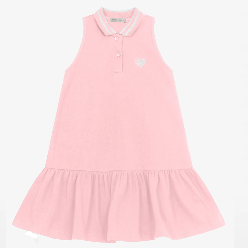 Vestido Infantil Trick Nick Cavado Polo Bordado Coração