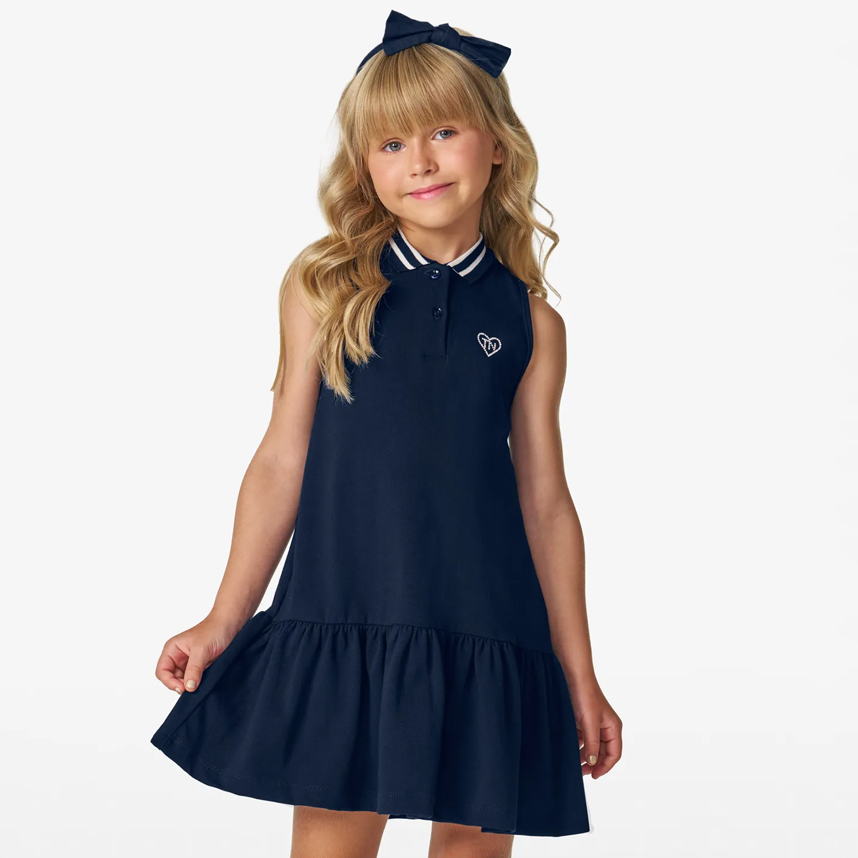 Vestido Infantil Trick Nick Cavado Polo Bordado Coração